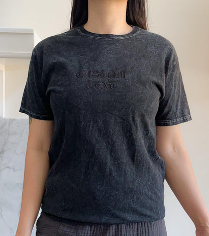 Gothic T-Shirt Embroidered Mineral Wash Tshirt Embroidered Tee Vintage Top Embroidered Tshirt Gift for Him Personalized Old English Font Tee