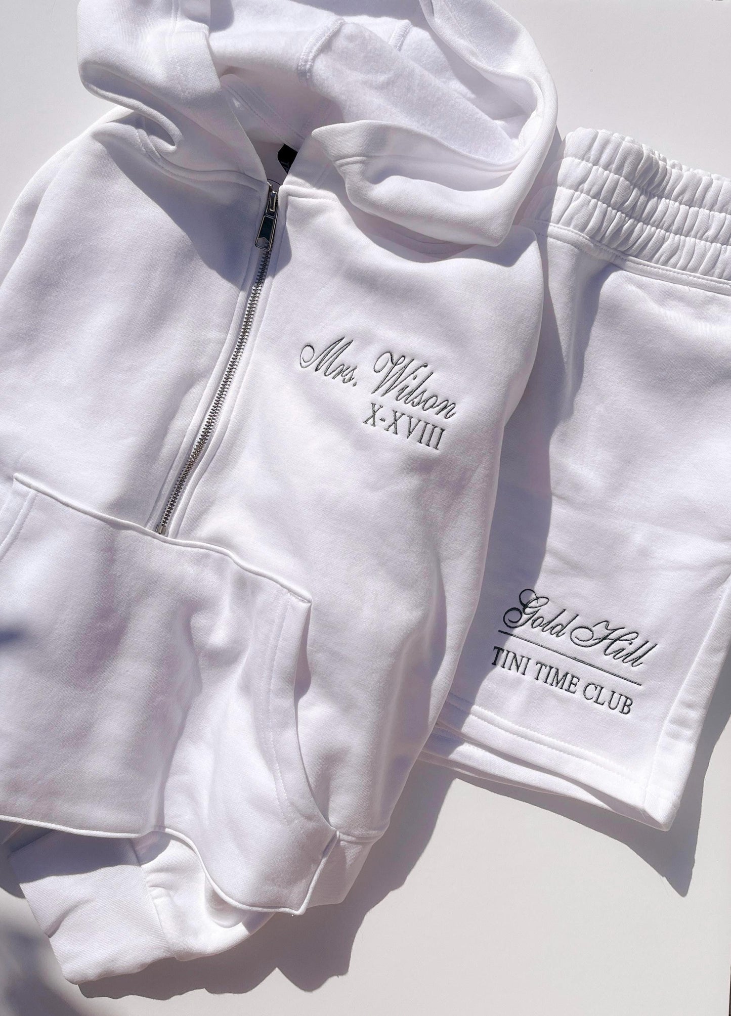 Custom Embroidered Bridal Hoodie Shorts Set Personalized Bridesmaid Pajama Set Custom Cozy Lounge Wear Custom Wedding Week Gift Bridal Top
