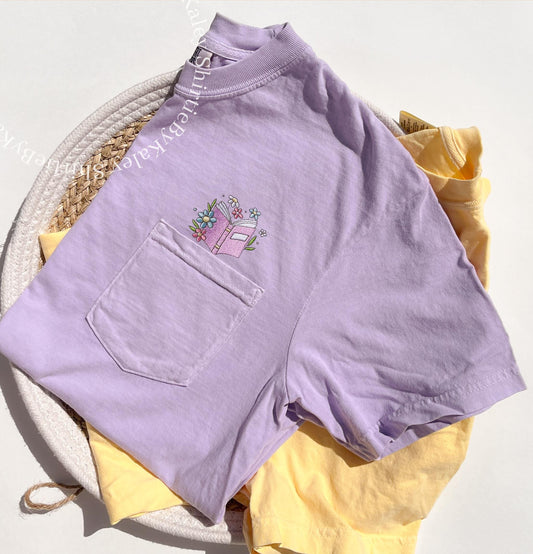 Embroidered Comfort Colors Book Tee Shirt Floral Book Lover Shirt Book Club T-Shirt Book Lover Embroidered Hers Gift Bookworm Shirt Booktok