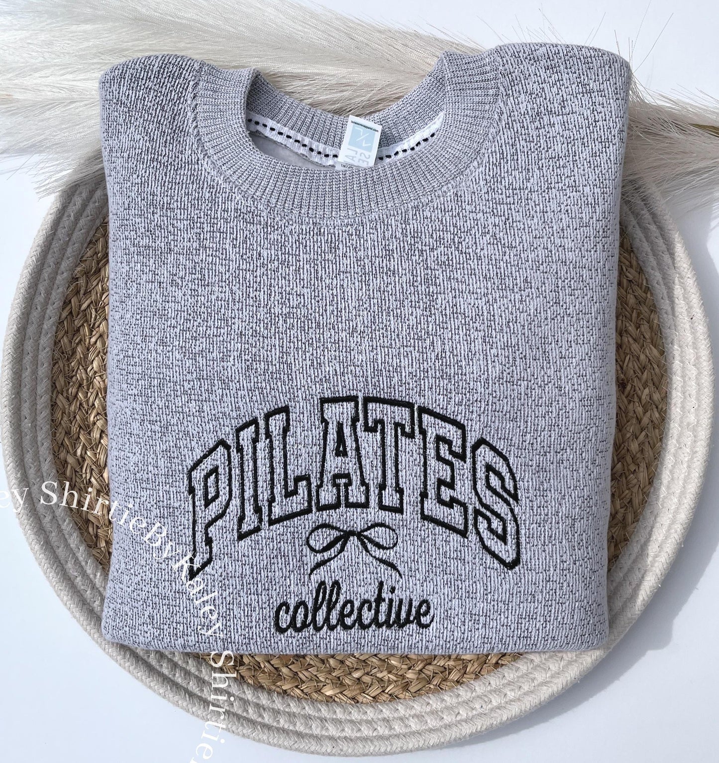 Custom Varsity Text Embroidered Cozy Knit Fleece Pullover Nantucket Sweatshirt Custom Embroidered Knit Sweatshirt Gift for Her Gift for Him