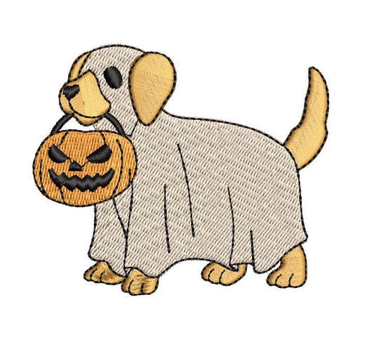 Spooky Golden Retriever Embroidery Design Instant Download Ghost Golden Retriever Embroidery Design Download PES DST