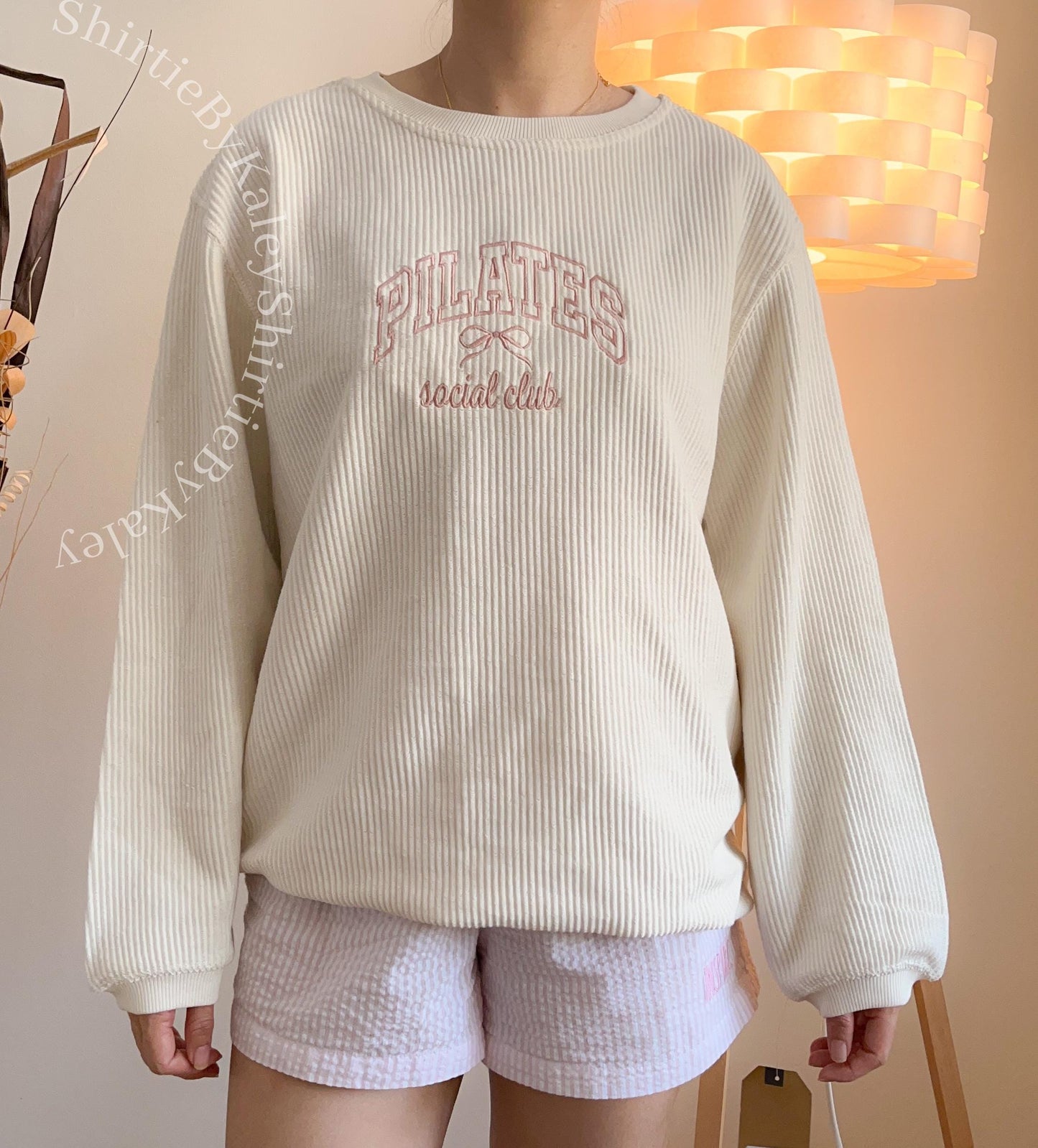 Custom Embroidered Corded Sweatshirt Varsity Crewneck Custom Embroidered Waffle Knit Sweatshirt Oversized Unisex Sweater Ivory Knit Sweater