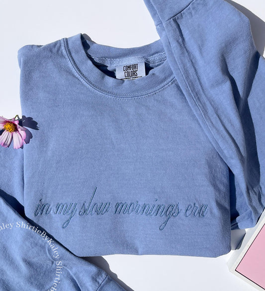 Embroidered Custom Comfort Colors Long Sleeve Tee Custom Your Text Embroidered Soft Long Sleeved Tee Personalized Text Long Sleeve Top