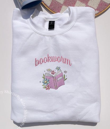 Embroidered Bookworm Sweatshirt Embroidered Book Lover Sweatshirt for Book Club Gift Book Lover Gift 4 Booktoker Booknerd Booktok Sweater