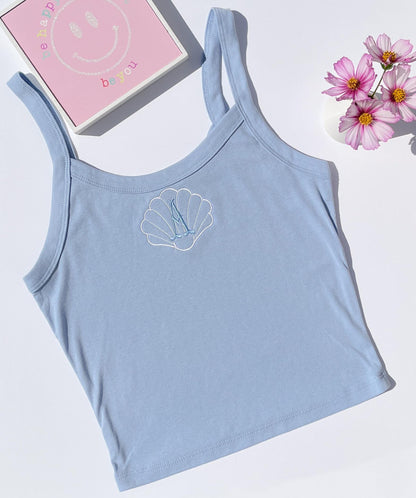 Seashell Bra Crop Top Personalized Crop Tank Top Custom Embroidered Crop Top Tank Bachelorette Tank Top Girls Trip Beachy Tank Coastal Tank