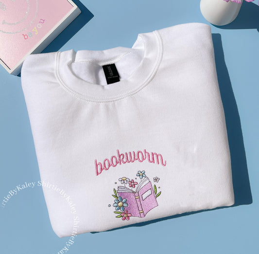 Embroidered Bookworm Sweatshirt Embroidered Book Lover Sweatshirt for Book Club Gift Book Lover Gift 4 Booktoker Booknerd Booktok Sweater