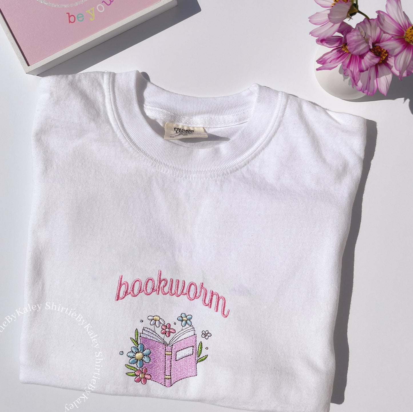 Embroidered Bookworm Comfort Colors® Shirt Embroidered Book Lover Tee Book Club Gift Book Lover Top Embroidery Booknerd Tee Booktok T-shirt