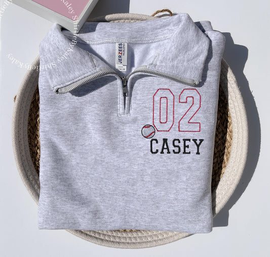 Embroidered Baseball Mom Half Zip Custom Embroidered Pullover Team Number Sweater Personalized Baseball Mom Embroider Gift Custom Kid Name
