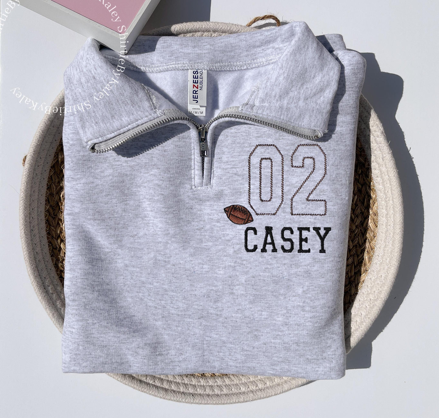 Football Mom Half Zip, Custom Embroidered Pullover, Team Number Sweatshirt, Personalized Football Mom Gift, Custom Kids’ Names Sweater