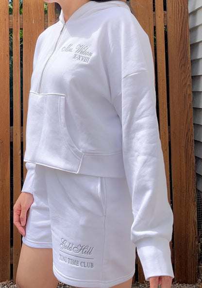 Custom Embroidered Bridal Hoodie Shorts Set Personalized Bridesmaid Pajama Set Custom Cozy Lounge Wear Custom Wedding Week Gift Bridal Top