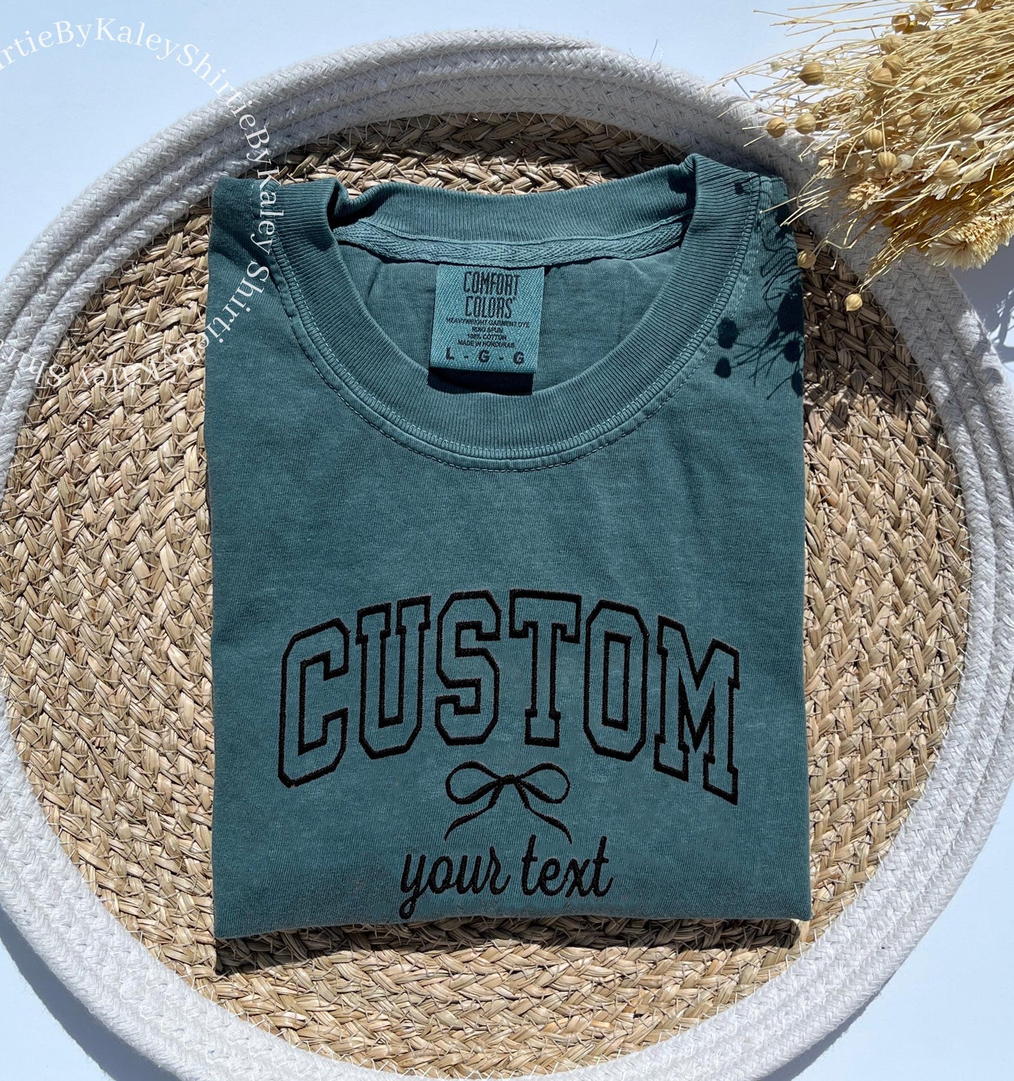 Custom Varsity Embroidered Comfort Colors® T-shirt Personalized Embroidered T-shirt Trendy College Style Custom Trendy Tee Custom University