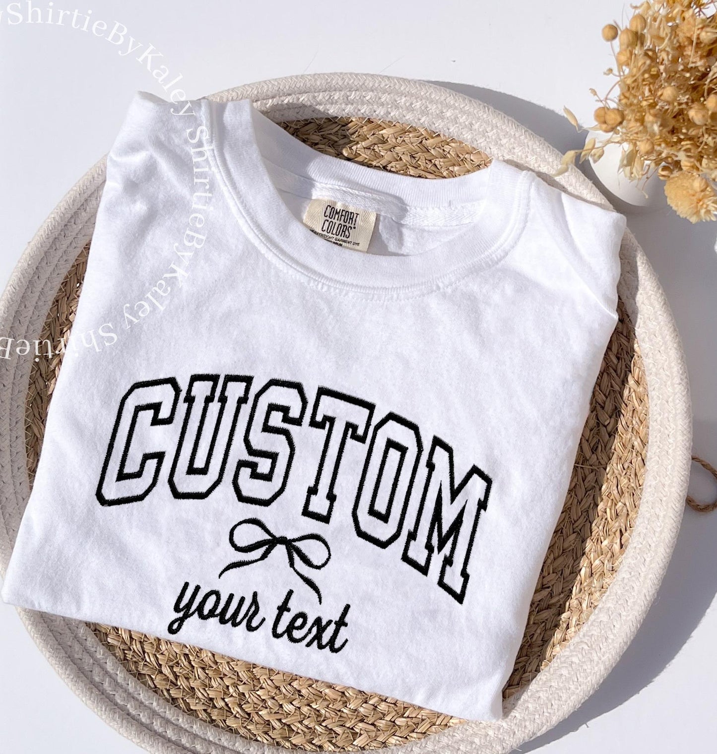 Custom Varsity Embroidered Comfort Colors® T-shirt Personalized Embroidered T-shirt Trendy College Style Custom Trendy Tee Custom University