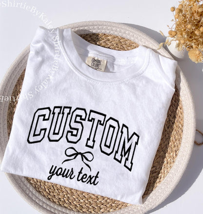 Custom Varsity Embroidered Comfort Colors® T-shirt Personalized Embroidered T-shirt Trendy College Style Custom Trendy Tee Custom University