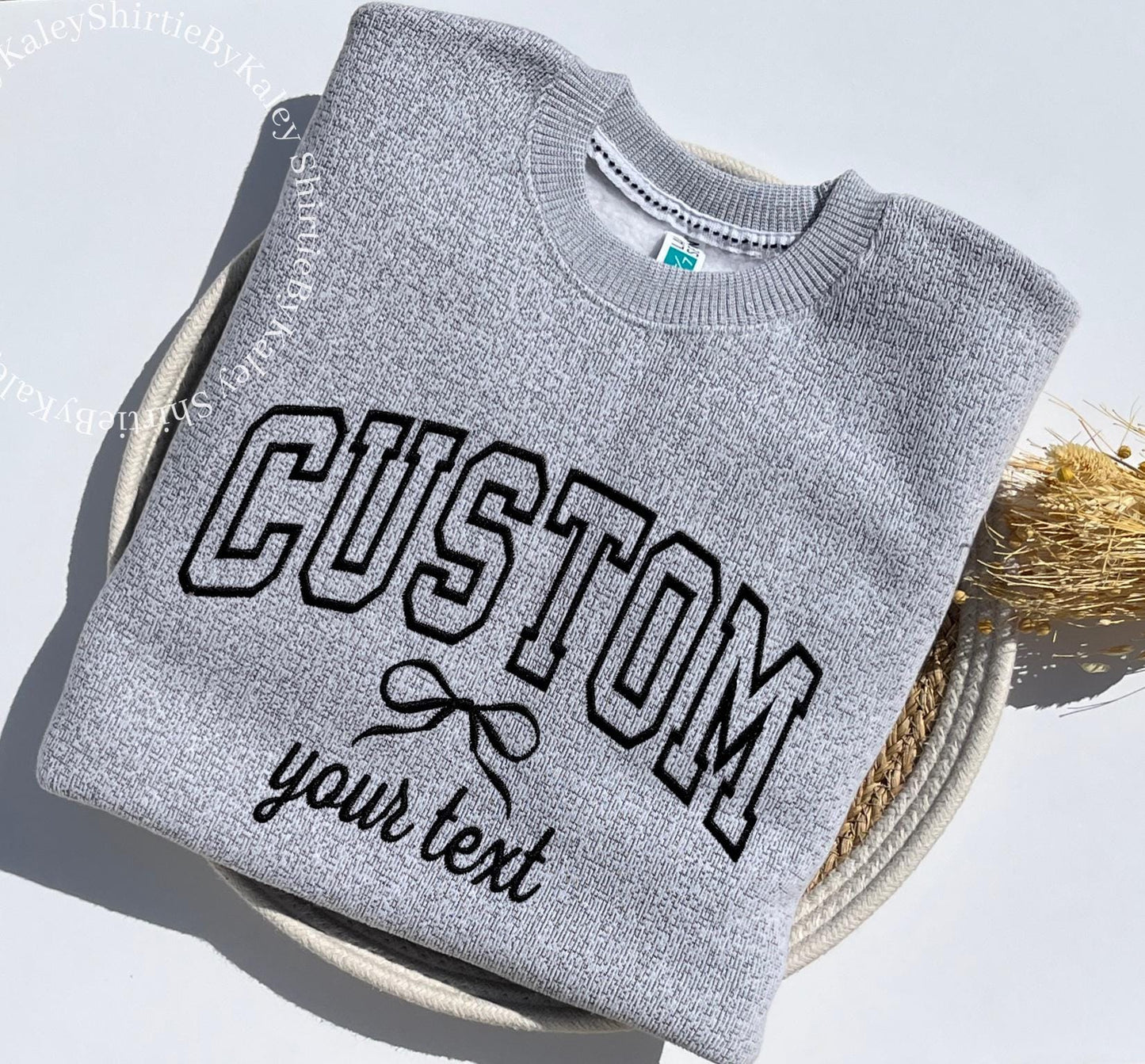 Custom Varsity Text Embroidered Cozy Knit Fleece Pullover Nantucket Sweatshirt Custom Embroidered Knit Sweatshirt Gift for Her Gift for Him