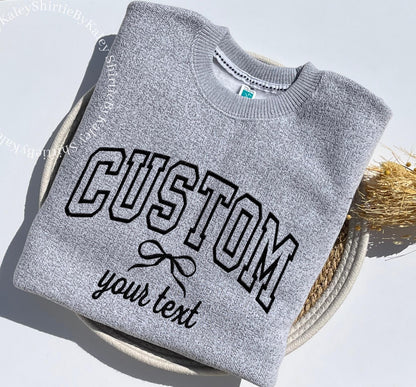 Custom Varsity Text Embroidered Cozy Knit Fleece Pullover Nantucket Sweatshirt Custom Embroidered Knit Sweatshirt Gift for Her Gift for Him