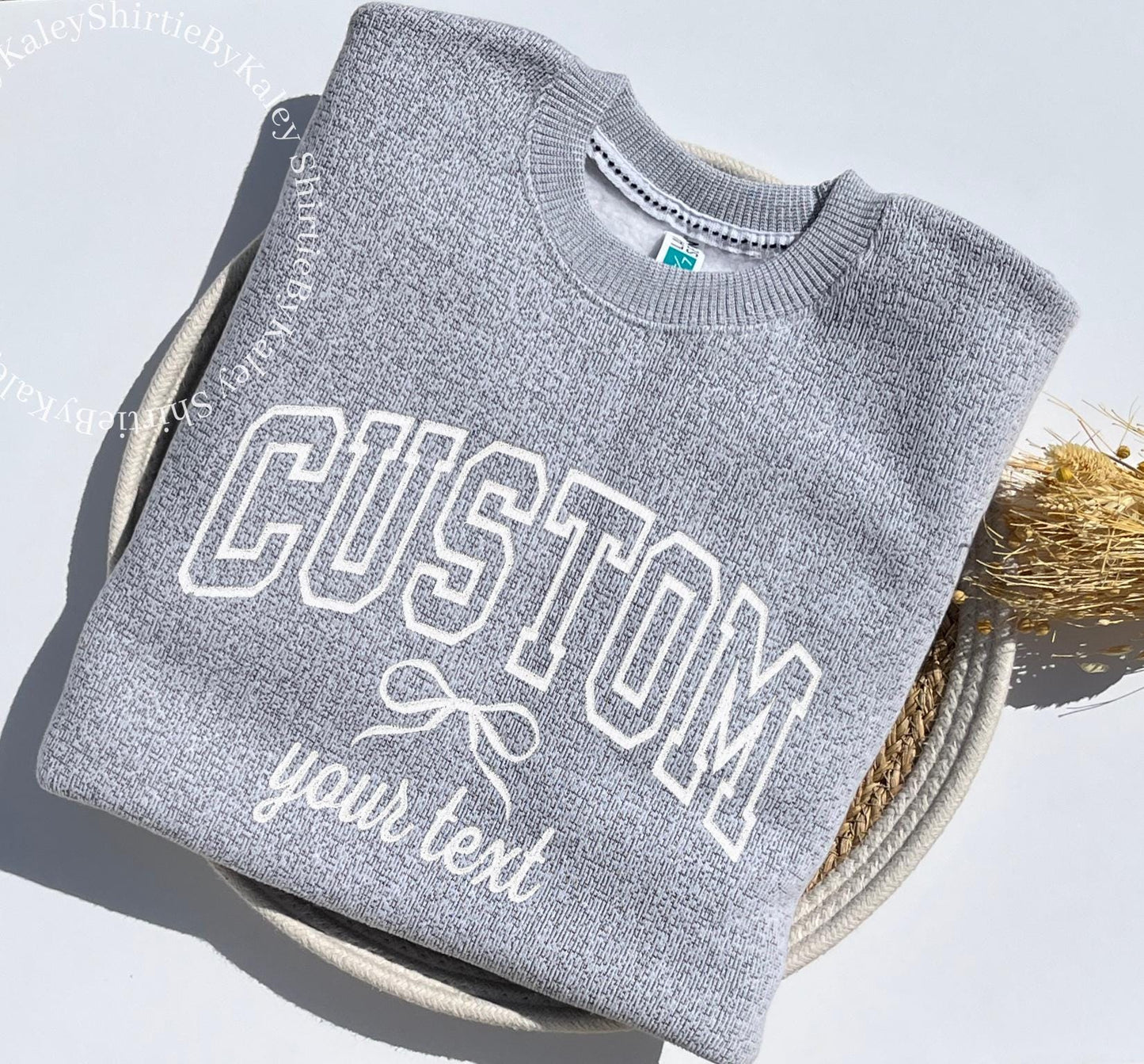 Custom Varsity Text Embroidered Cozy Knit Fleece Pullover Nantucket Sweatshirt Custom Embroidered Knit Sweatshirt Gift for Her Gift for Him