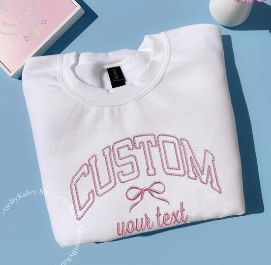 Custom Embroidered Pearl Font Sweatshirt Custom Embroidered Pearl Varsity Crewneck Embroidery Crewneck Personalized Sweatshirt Pearl Font