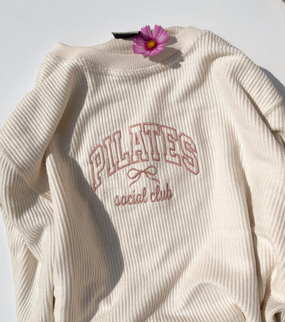 Custom Embroidered Corded Sweatshirt Varsity Crewneck Custom Embroidered Waffle Knit Sweatshirt Oversized Unisex Sweater Ivory Knit Sweater