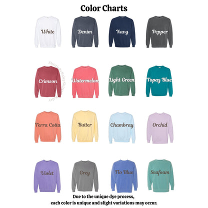 Comfort Colors Embroidered Sweatshirt Custom Embroidery Custom Sweatshirt Bridesmaid Sweater Embroidered Crewneck Custom Embroidered Sweater