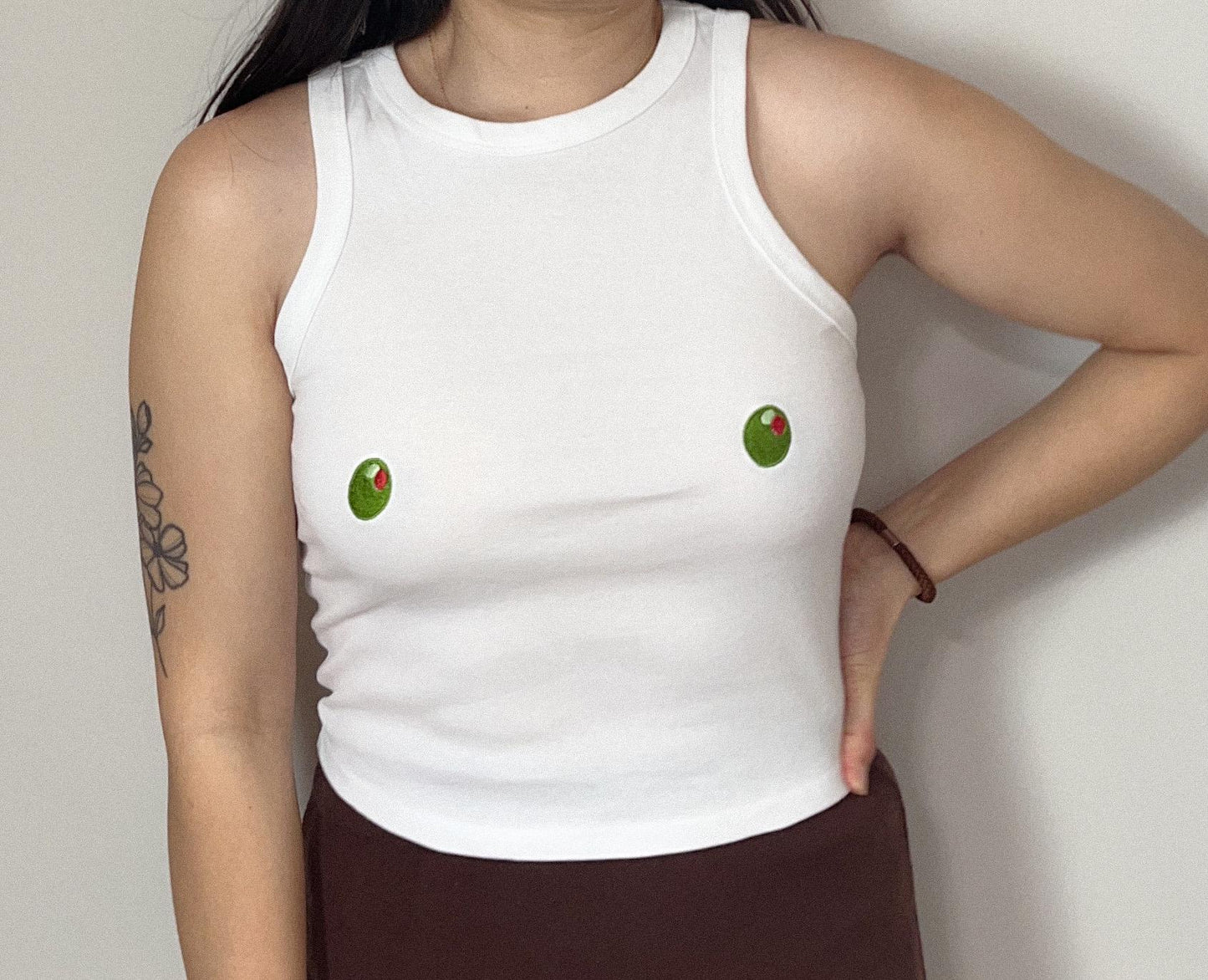 Embroidered Olives tank Nipples Tank Top Bridal Party tank top olives sexy tank top olive martini tank top college tank gift for girlfriend