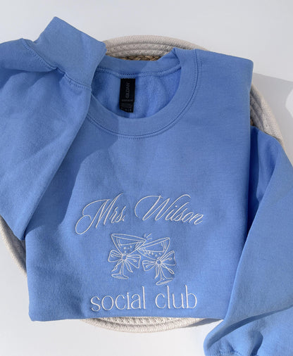 Custom Embroidered Sweatshirt Mrs Sweatshirt Personalized Bridal Crewneck Bride Gift Bridesmaids Gift Mother of Bride Gift Maid of Honor Top