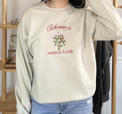 Mistletoe Embroidered Christmas Crewneck Sweatshirt Christmas Mistletoe Holiday Sweatshirt Merry Christmas Shirt Holiday Shirt Gift Xmas