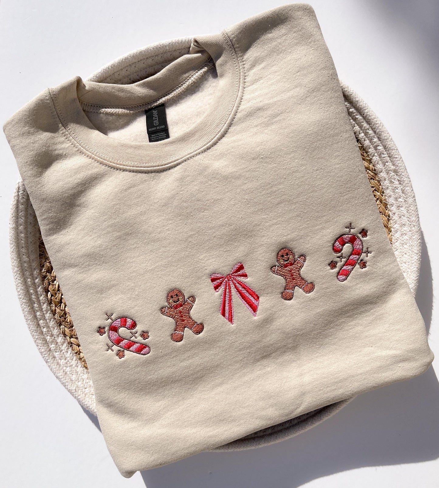 Gingerbread Embroidered Christmas Crewneck Sweatshirt Christmas Sugarcane Holiday Sweatshirt Merry Christmas Shirt Holiday Shirt Gift Xmas