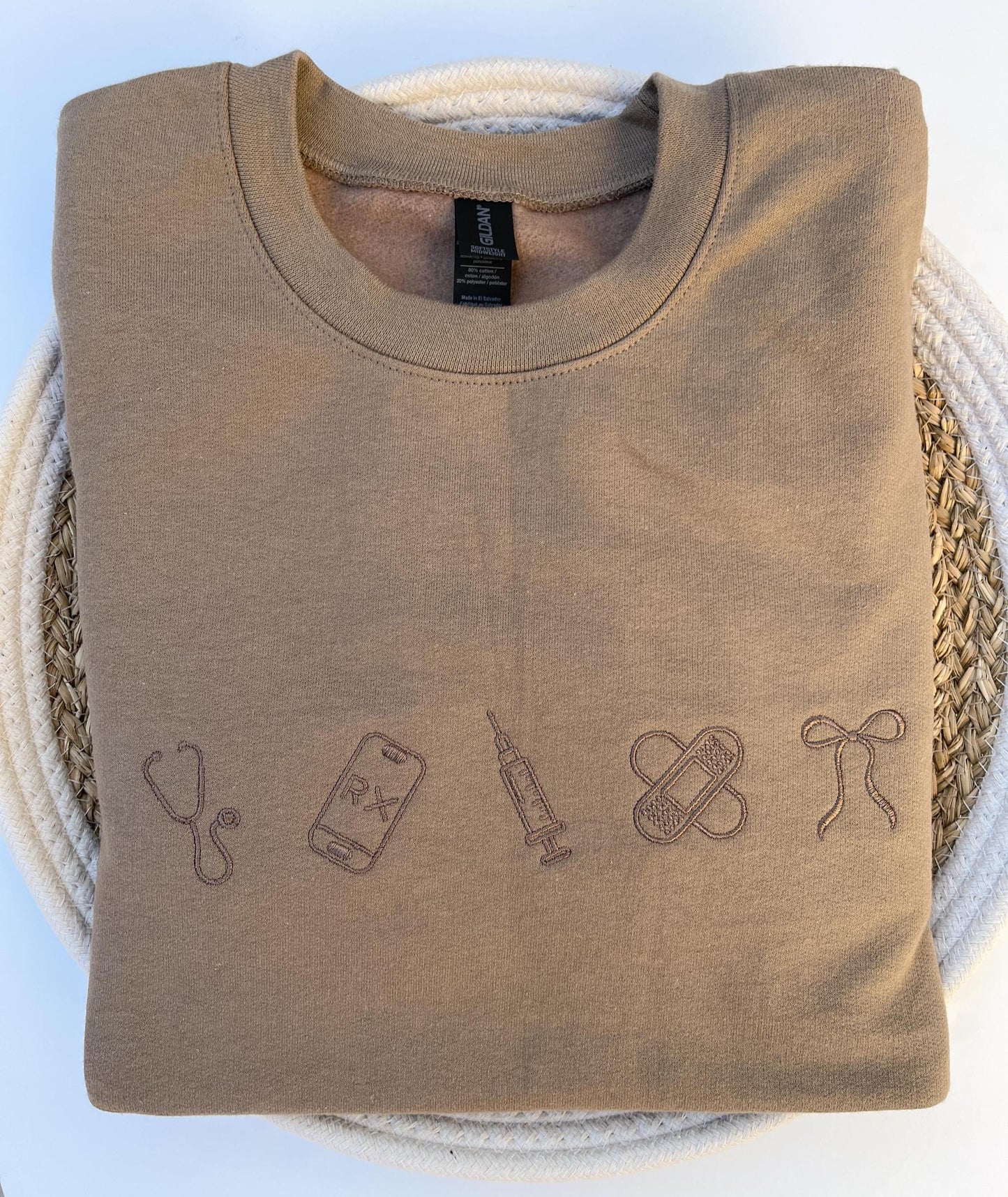 Custom Embroidered Nurse sweatshirt Brown Custom Sweatshirt Oversized Sweater Gift For Mom Medical Assistant Embroidered Sweatshirt RN Gift