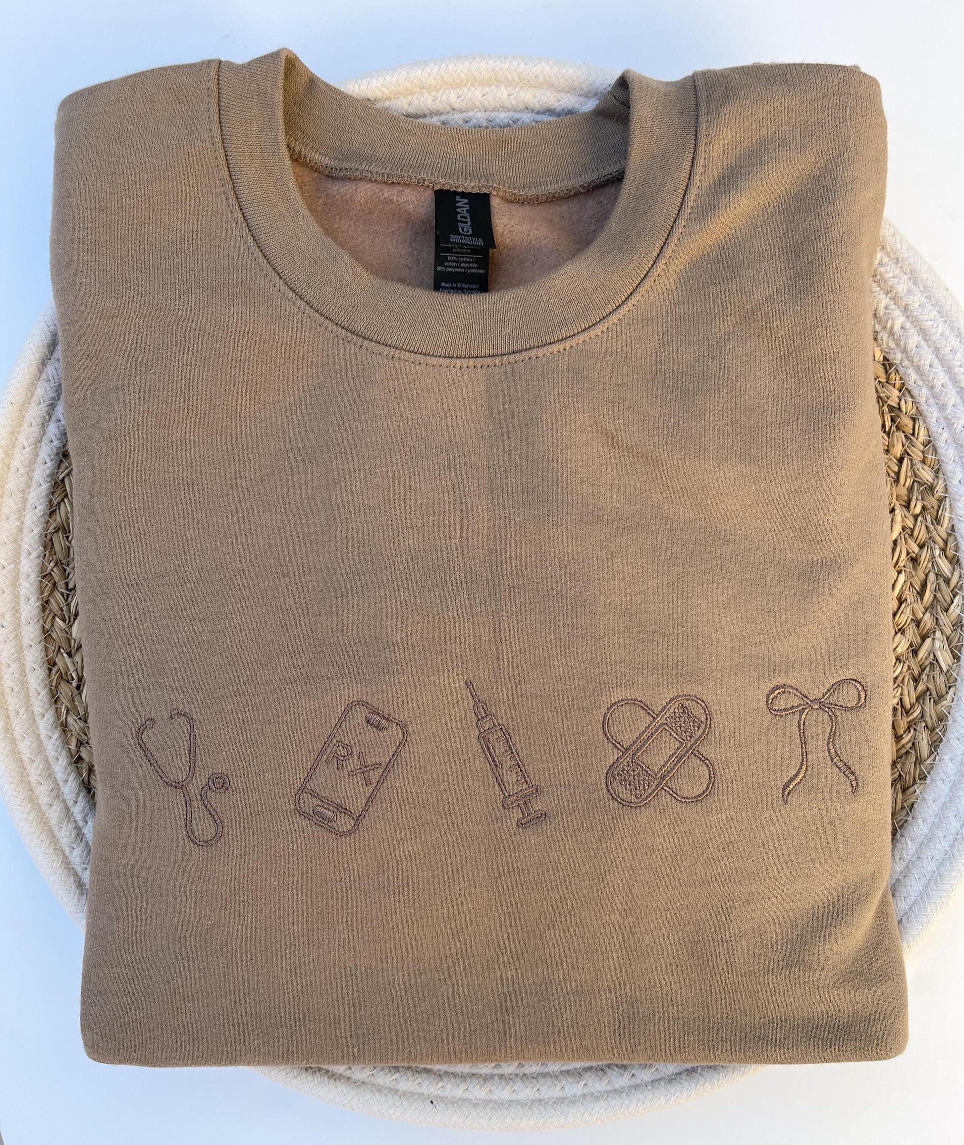 Custom Embroidered Nurse sweatshirt Brown Custom Sweatshirt Oversized Sweater Gift For Mom Medical Assistant Embroidered Sweatshirt RN Gift