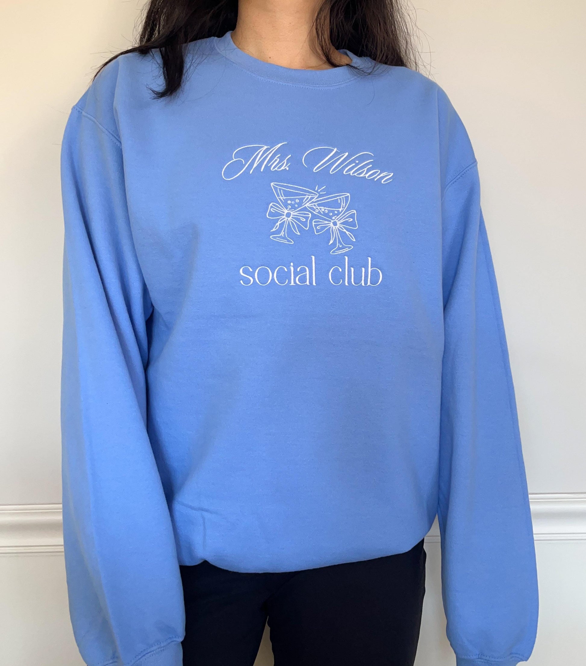 Custom Embroidered Sweatshirt Mrs Sweatshirt Personalized Bridal Crewneck Bride Gift Bridesmaids Gift Mother of Bride Gift Maid of Honor Top
