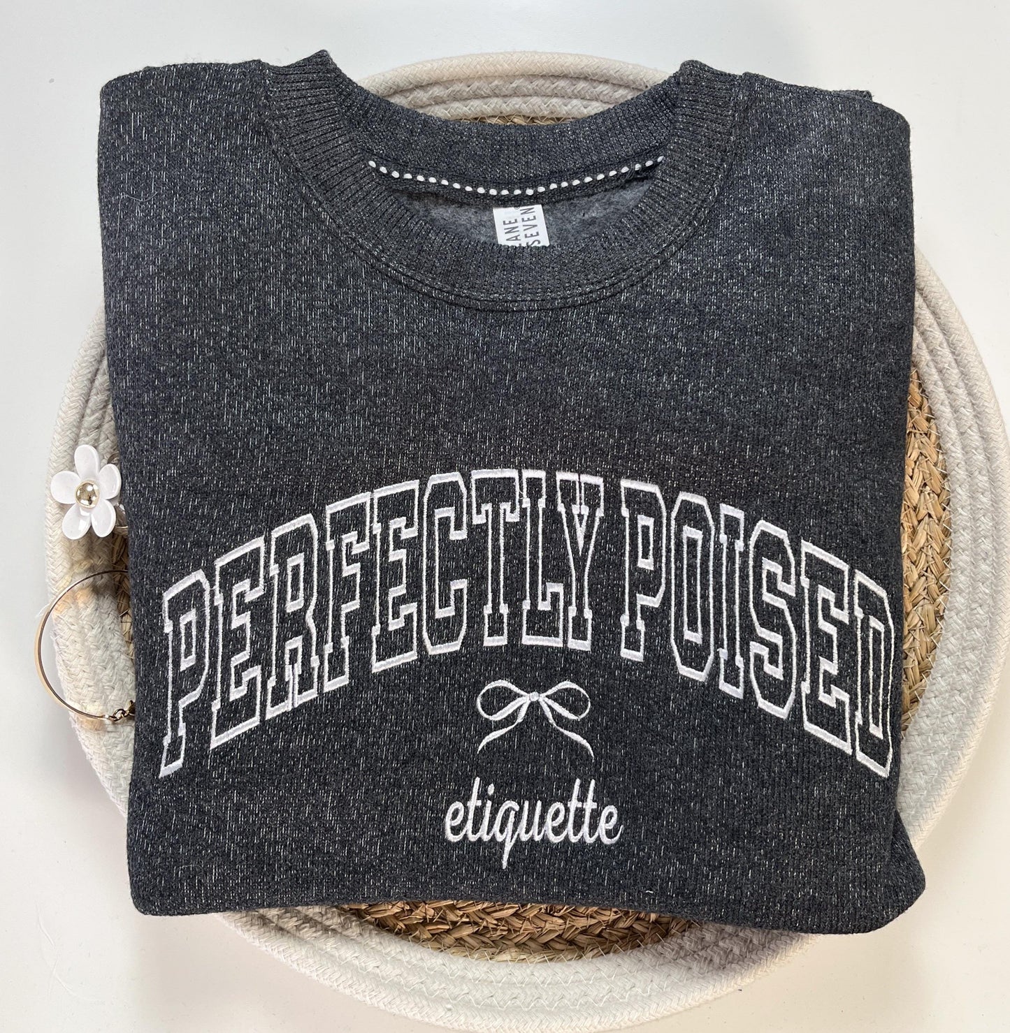 Custom Varsity Text Embroidered Cozy Knit Fleece Pullover Nantucket Sweatshirt Custom Embroidered Knit Sweatshirt Gift for Her Gift for Him
