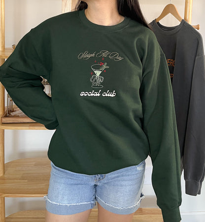 Sleigh All Day Embroidered Christmas Crewneck Sweatshirt Christmas Xmas Holiday Sweatshirt Merry Christmas Shirt Holiday Shirt Gift Xmas