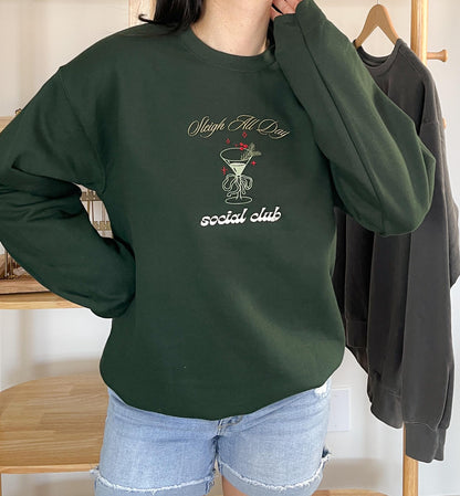 Sleigh All Day Embroidered Christmas Crewneck Sweatshirt Christmas Xmas Holiday Sweatshirt Merry Christmas Shirt Holiday Shirt Gift Xmas