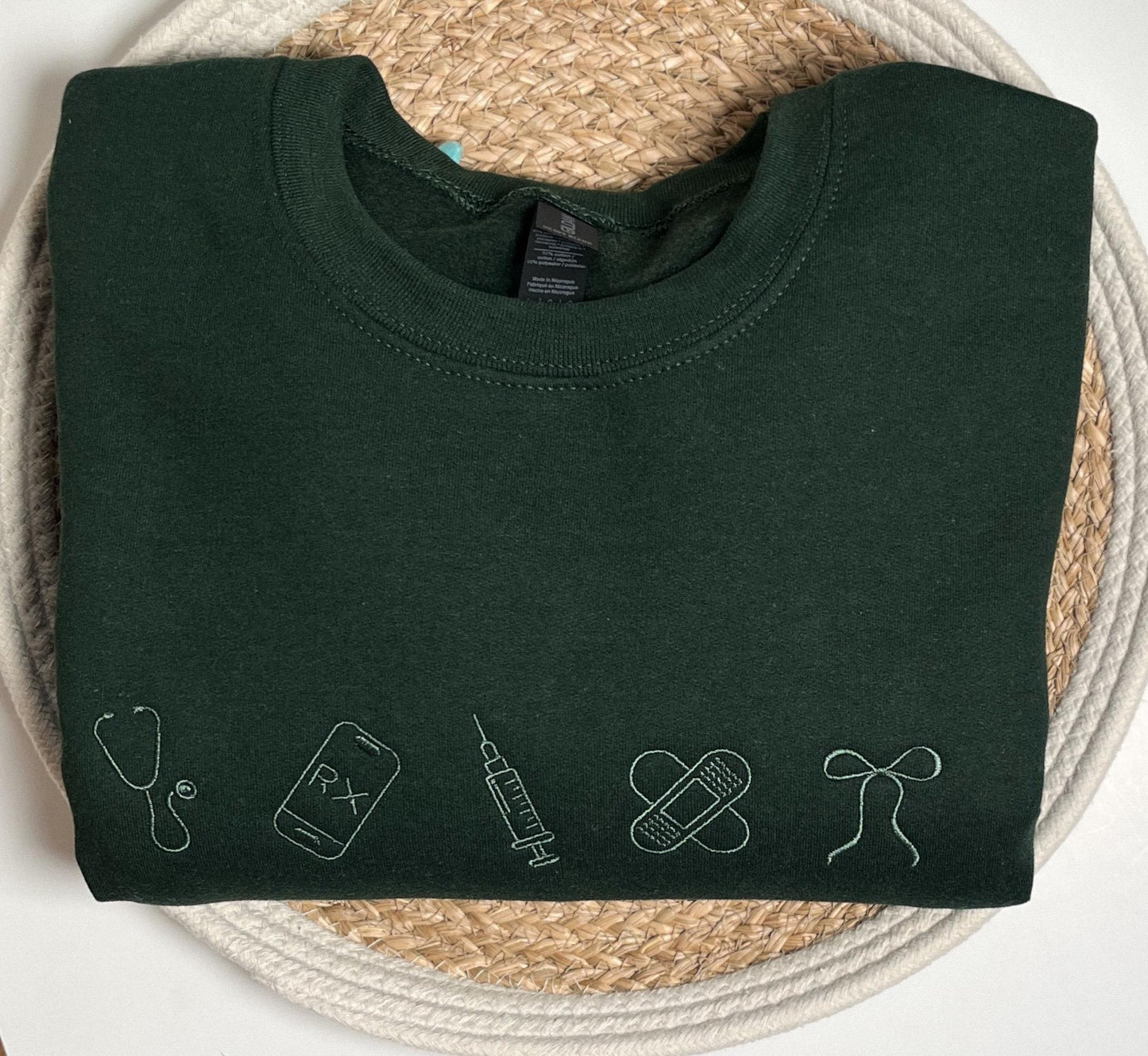 Custom Embroidered Nurse sweatshirt Brown Custom Sweatshirt Oversized Sweater Gift For Mom Medical Assistant Embroidered Sweatshirt RN Gift