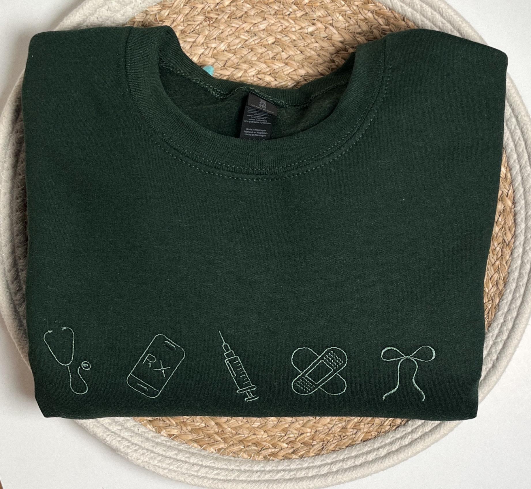 Custom Embroidered Nurse sweatshirt Brown Custom Sweatshirt Oversized Sweater Gift For Mom Medical Assistant Embroidered Sweatshirt RN Gift