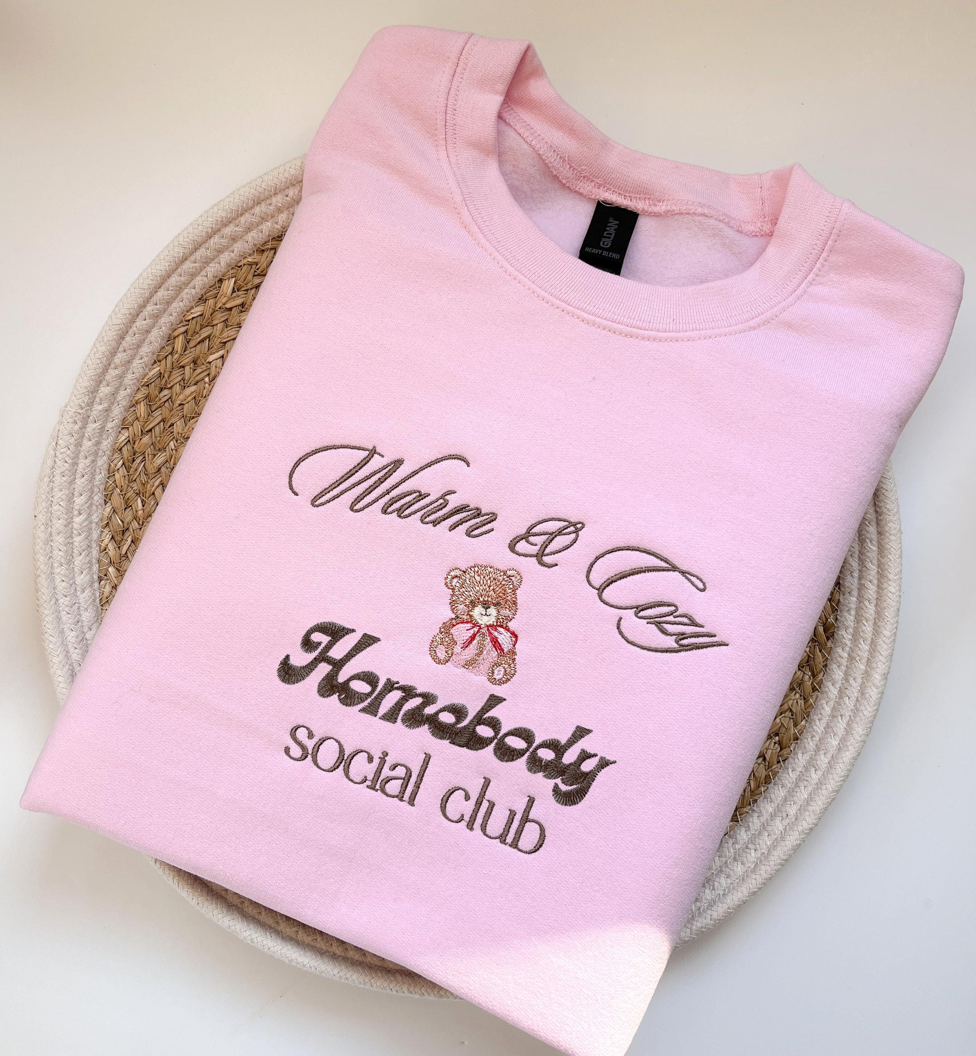 Embroidered Homebody Social Club Sweatshirt Embroidered Kawaii Bear Sweatshirt Cute Bear Embroidery Design Gift for Senior College Gift