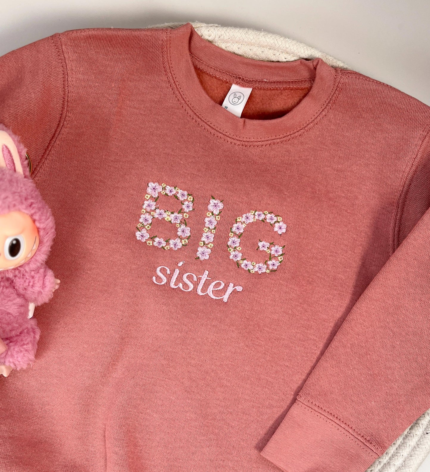 Embroidered Floral Big Brother Sweatshirt Pregnancy Announcement Big Brother Custom Floral Embroidery Toddler Gift Floral Font Embroidery