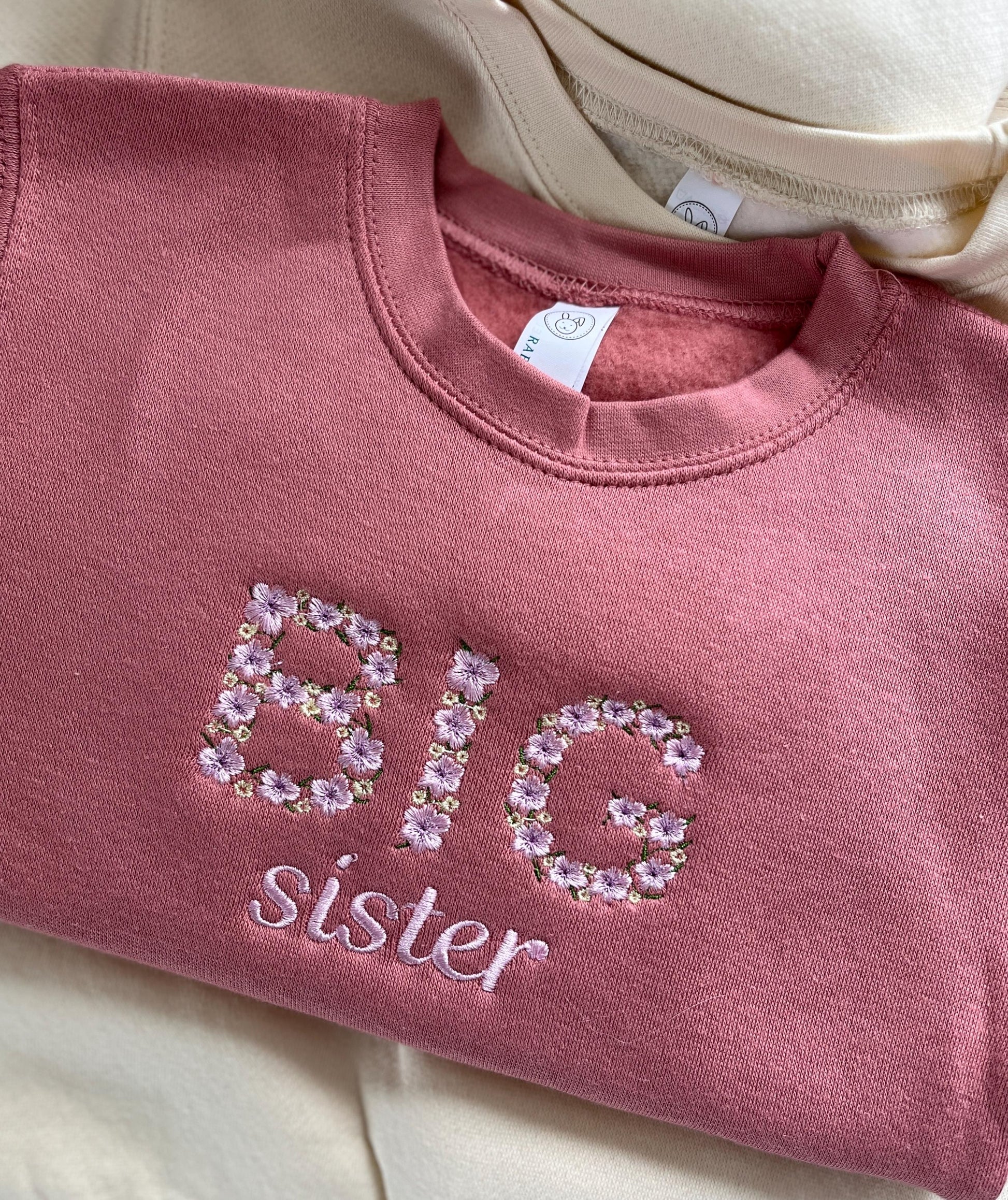 Embroidered Floral Big Brother Sweatshirt Pregnancy Announcement Big Brother Custom Floral Embroidery Toddler Gift Floral Font Embroidery