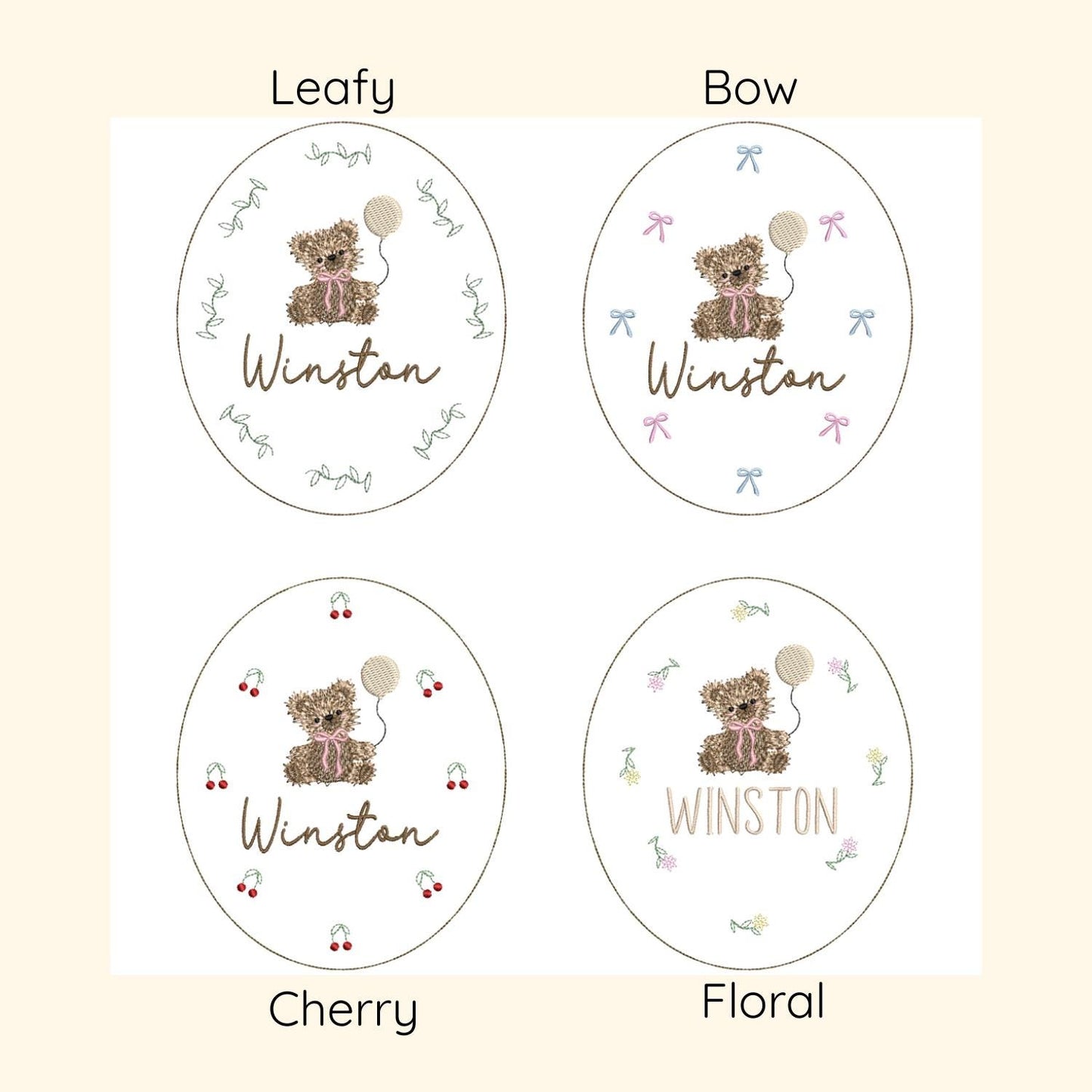 Personalized Baby Name Announcement Sign Neutral Nursery Decor Beige Nursery Room Bear Embroidery Wallart Bear Vintage Hoop