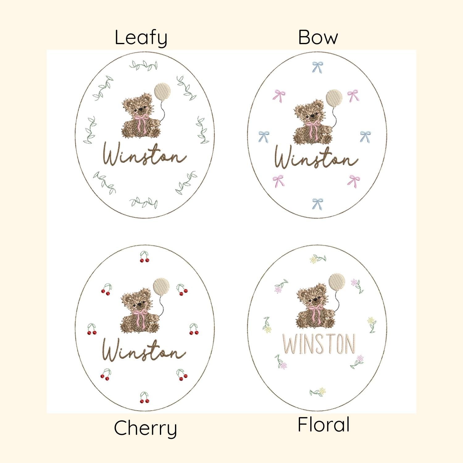 Personalized Baby Name Announcement Sign Neutral Nursery Decor Beige Nursery Room Bear Embroidery Wallart Bear Vintage Hoop