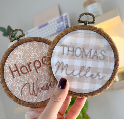Personalized Baby Name Announcement Sign Gingham Nursery Decor Neutral Nursery Decor Brown Aesthetic Nursery
