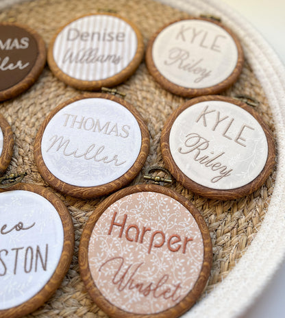 Personalized Baby Name Announcement Sign Gingham Nursery Decor Neutral Nursery Decor Brown Aesthetic Nursery