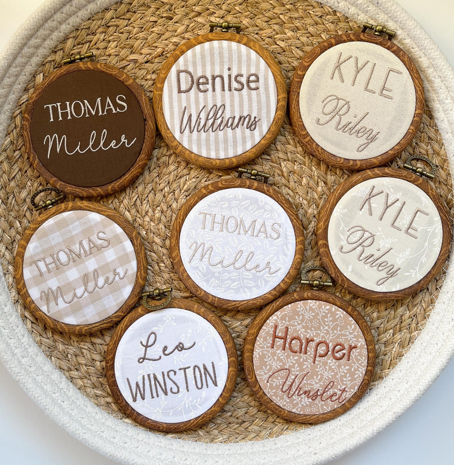 Personalized Baby Name Announcement Sign Gingham Nursery Decor Neutral Nursery Decor Brown Aesthetic Nursery