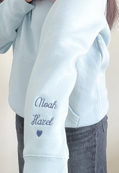 Personalized Sleeve & Collar Embroidered Hoodie Custom Mom Gift Mother Custom Grammy Custom Nana Embroidery Gift for Mother’s Day Gift