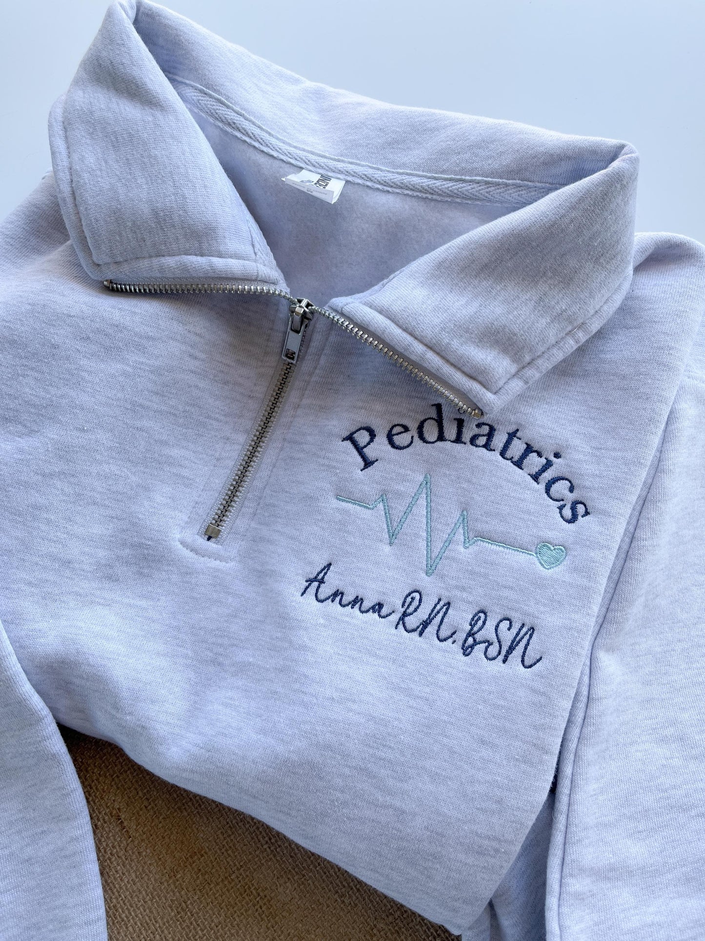 Custom Embroidered RN Quarter Zip Sweatshirt - Custom RN BSN Sweatshirt Nurse Graduation Gift Peds Nurse Nicu Nurse Mental Health Nurse