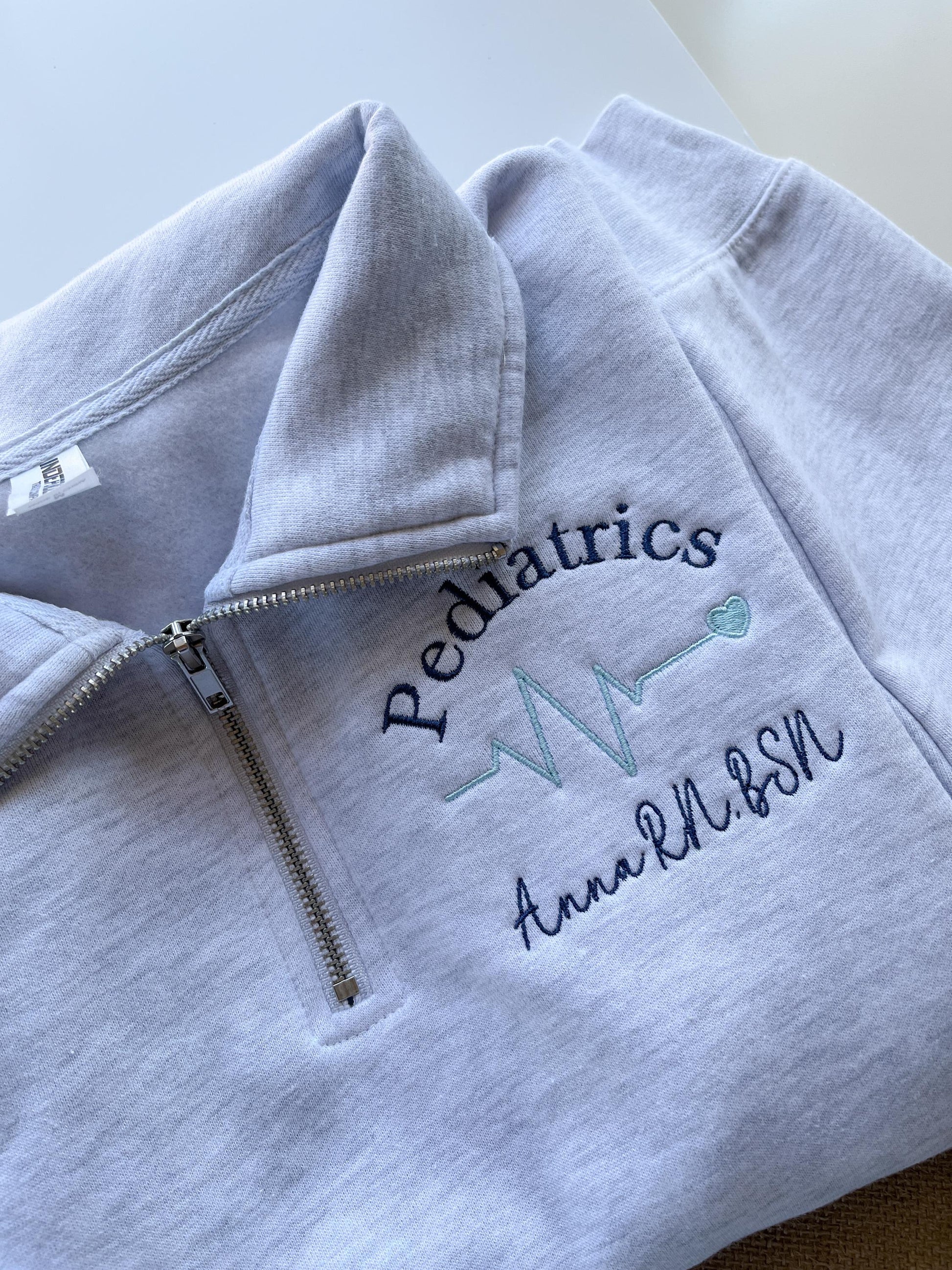Custom Embroidered RN Quarter Zip Sweatshirt - Custom RN BSN Sweatshirt Nurse Graduation Gift Peds Nurse Nicu Nurse Mental Health Nurse