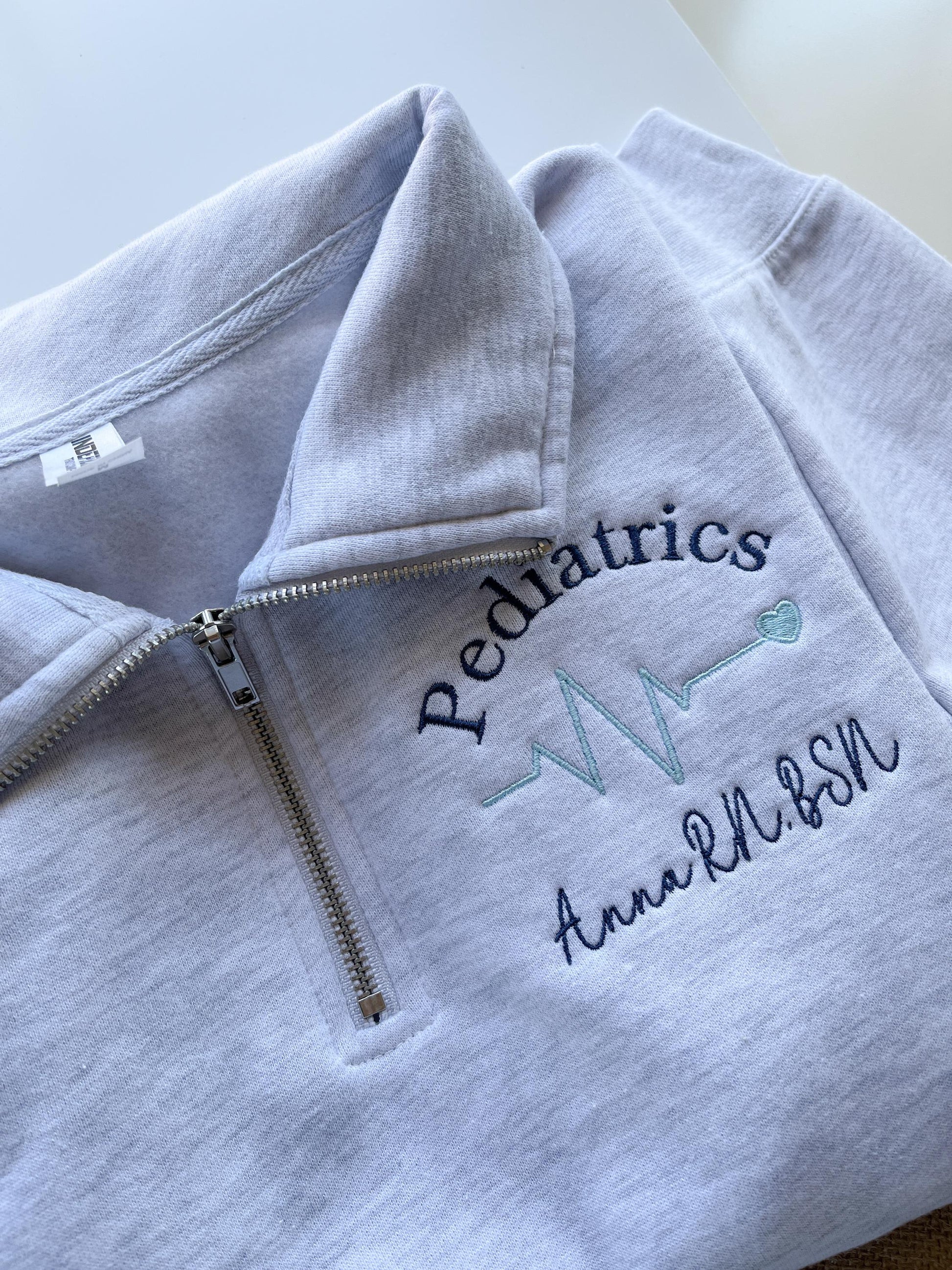 Custom Embroidered RN Quarter Zip Sweatshirt - Custom RN BSN Sweatshirt Nurse Graduation Gift Peds Nurse Nicu Nurse Mental Health Nurse