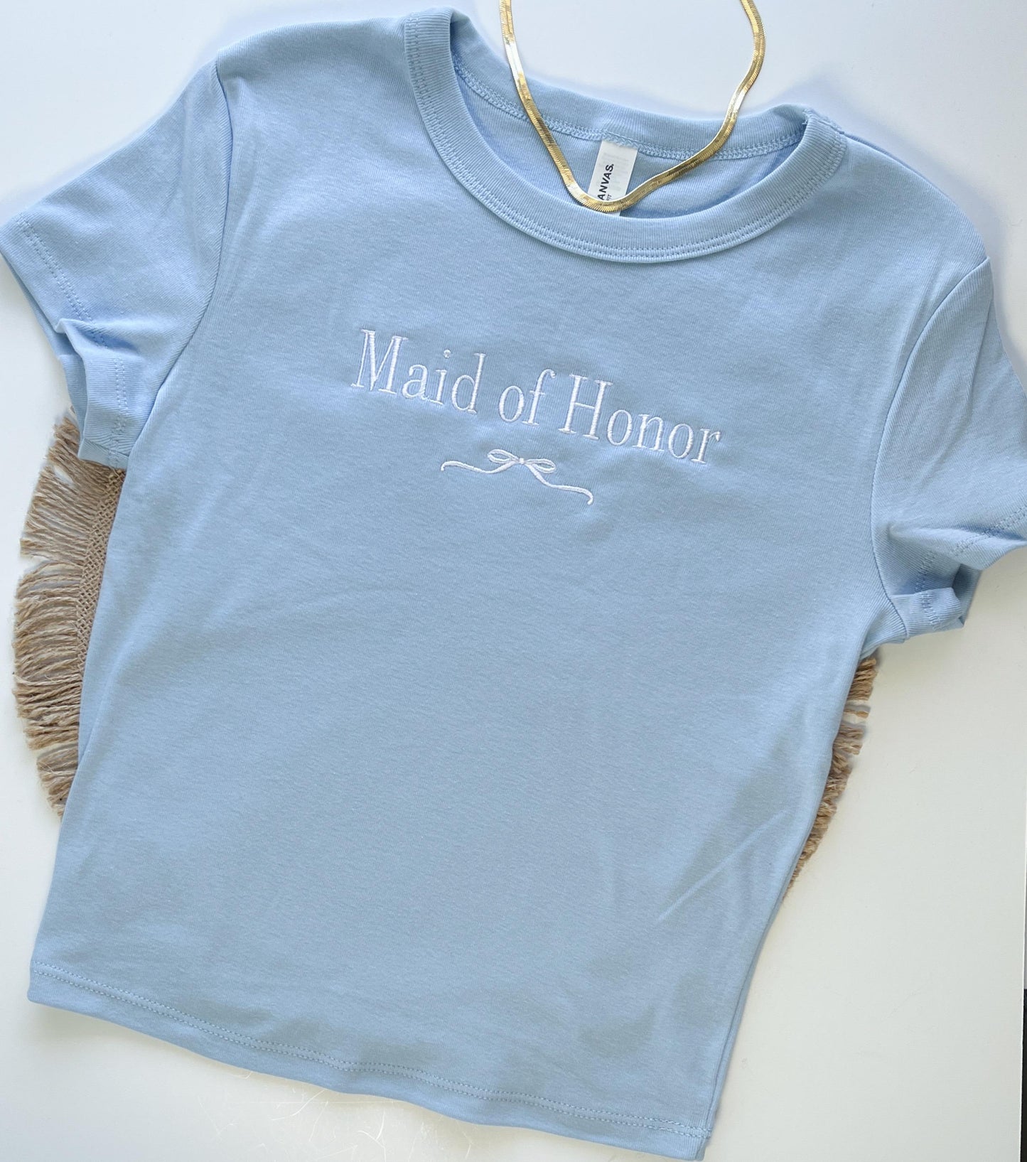 Custom Embroider Baby Tee Trendy y2k Shirt Bridal Women's Crop Tee Custom Embroidered Bridesmaid Baby Tee Gift for Bachelorette Party