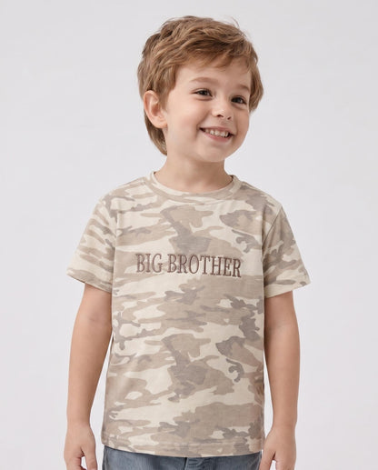 Big Brother Camo Shirt, Embroidered Kids Camo Tee, Personalized Toddler Name Shirt, Sibling Announcement Outfit, Custom Youth Shirt