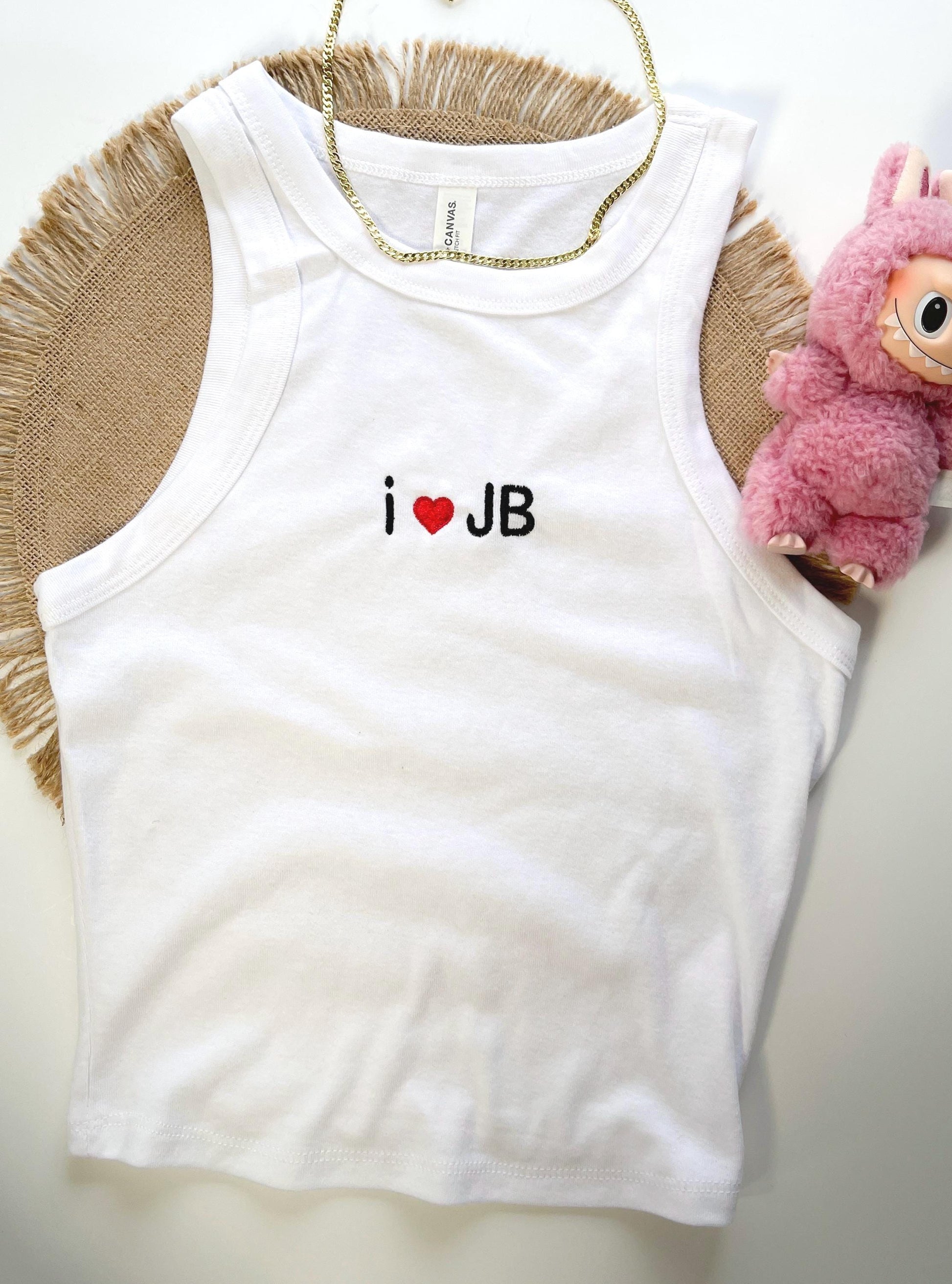 Custom I <3 BF Name Tank Top Personalized I Heart Boyfriend Name Shirt Embroidered Baby Tee Y2K Style Custom Girlfriend Gift Top Name Tank